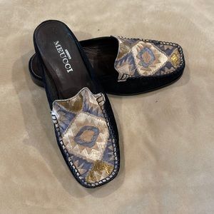 Brown and gold Sesto Meucci mules 5.5 M